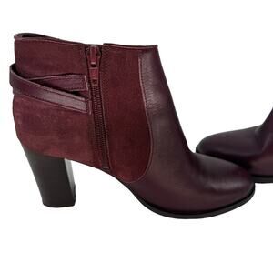 Cosmoparis Burgundy Heeled Boots Suede Leather size 7.5 EU 38